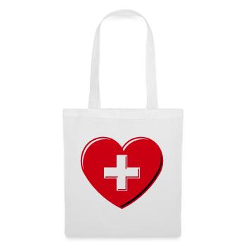 Herz Mit Schweizerkreuz (Schweiz / 3D / 3C) - Stoffbeutel - Weiß - Vorne