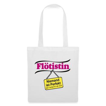Flötistin Pink – Niemand ist Perfekt - Stoffbeutel - Weiß - Vorne