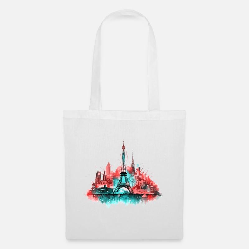 Paris Skyline Eiffelturm Frankreich Splash Bunt - Stoffbeutel - Weiß