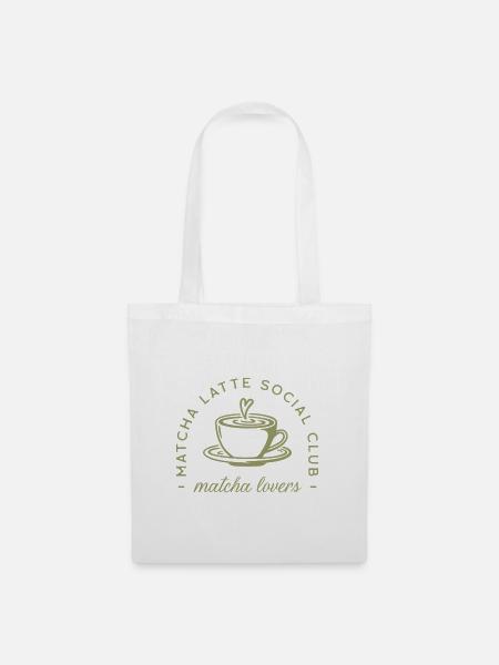 Ästhetischer grüner Matcha Latte - Stoffbeutel - Weiß