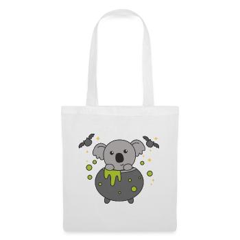 Koala Joyeux Halloween Chaudron de sorcière Chauve-souris - Sac en tissu - blanc - Devant
