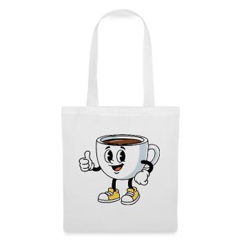Cartoon Kaffeetasse Lustiger Kaffee Comic - Stoffbeutel - Weiß - Vorne