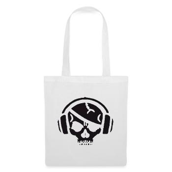 Crâne avec casque - Sac en tissu - blanc - Devant