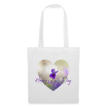Herzblumen Muttertag Design lila Blume lila Blüte - Stoffbeutel - Weiß - Vorne