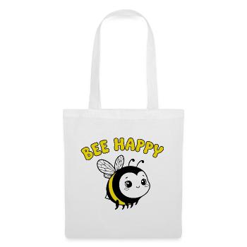 Bee Happy – Cute Cartoon Bee in Yellow Black - Tote Bag - white - Front