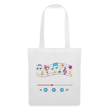 Notes de musique, lecteur de musique, symboles musicaux colorés - Sac en tissu - blanc - Devant