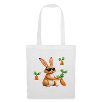 Bunny with sunglasses and carrot - Tote Bag - white - Front