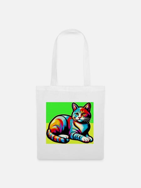Katze - Stoffbeutel - Weiß
