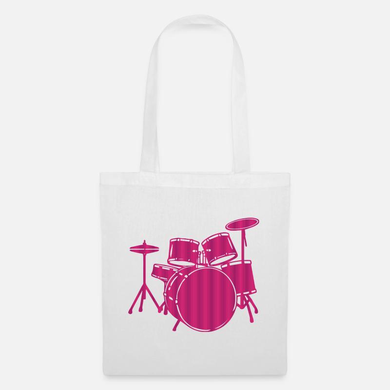 Pink Drum Set Music Lover Graphic - Stoffbeutel - Weiß