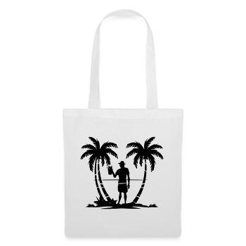 Silhouette de plage de palmiers de vacances - Sac en tissu - blanc - Devant