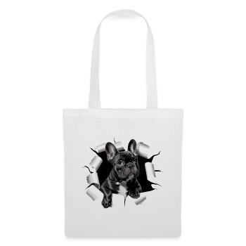 French Bulldog Puppy Breaks Through - Tote Bag - white - Front