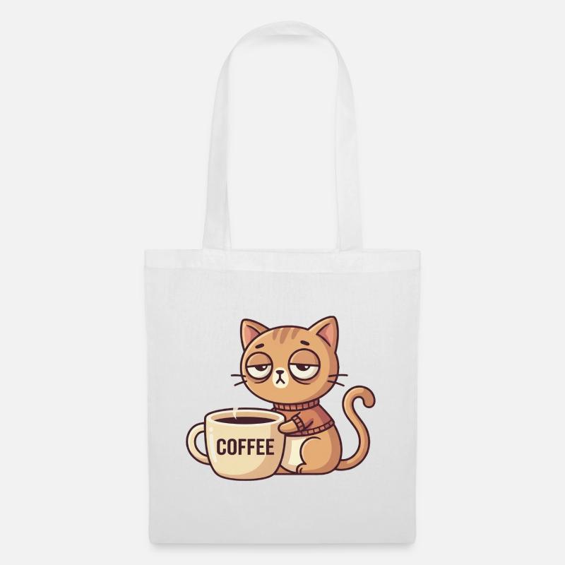 Kätzchen Kaffee Charm - Stoffbeutel - Weiß