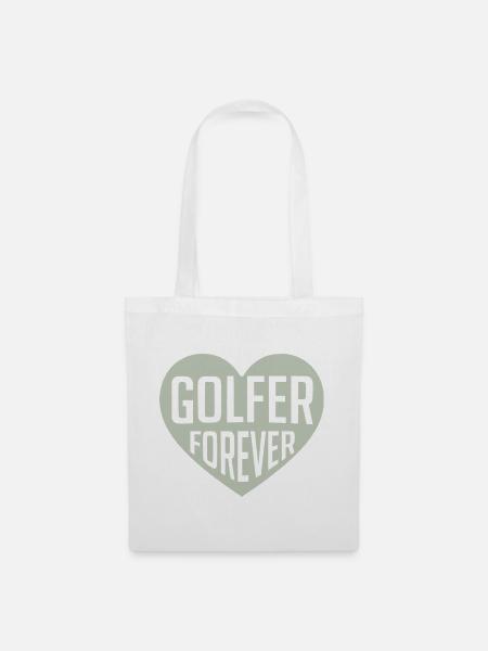 Golfer Forever Herz - Stoffbeutel - Weiß