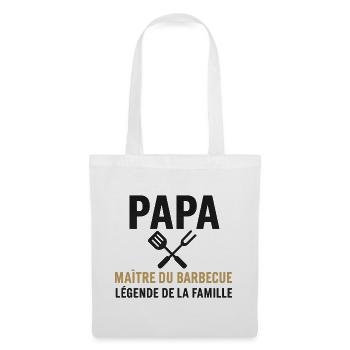 Papa Maître BBQ Légende Famille - Sac en tissu - blanc - Devant