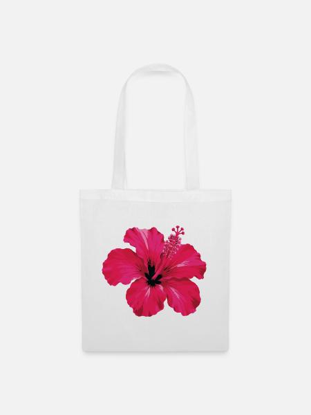 Hibiskus Neon Glow Fuchsia - Stoffbeutel - Weiß