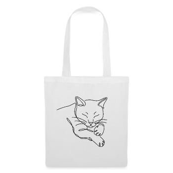 Sleeping Cat Silhouette of Black Lines - Tote Bag - white - Front