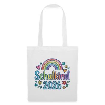 Schulkind 2026 Regenbogen - Stoffbeutel - Weiß - Vorne