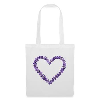 Lavendelherz aus violetten Blüten - Stoffbeutel - Weiß - Vorne