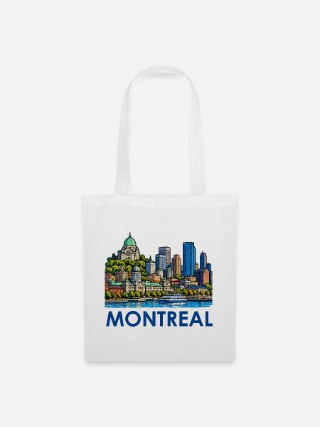 Montreal Skyline am Fluss - Stoffbeutel - Weiß