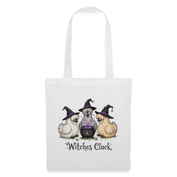 Seidenhühner Hexen Witches - Cluck Halloween - Stoffbeutel - Weiß - Vorne