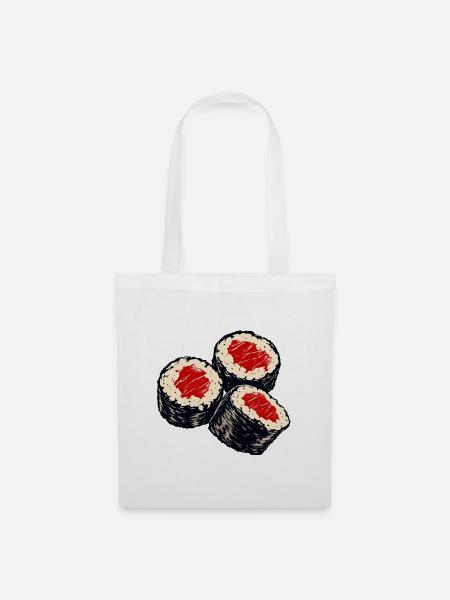 Retro Sushi Maki Schwarz Rot - Stoffbeutel - Weiß