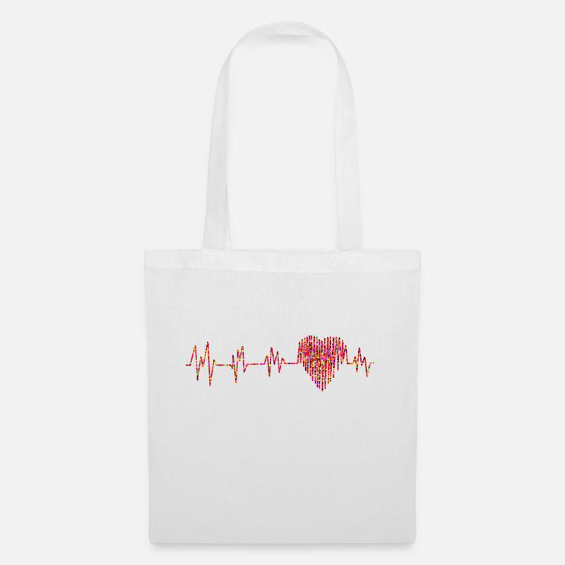 ECG avec de petits coeurs - Sac en tissu - blanc