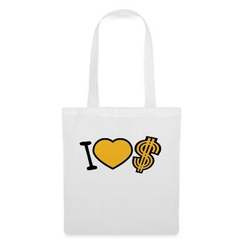 coeur dollar j'aime amour symbole signe argent riche - Sac en tissu - blanc - Devant