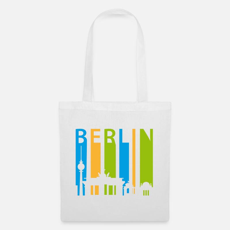 Berliner Schiftzug mit Silhouette - Stoffbeutel - Weiß
