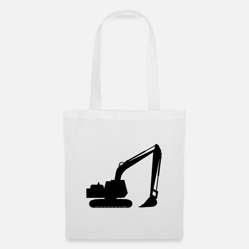 Silhouette mit einem Schaufelbagger, Bagger - Stoffbeutel - Weiß