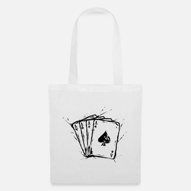 Poker Ass Karten - Stoffbeutel - Weiß
