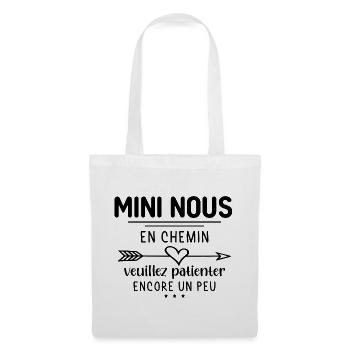 Minii nous en chemin - cadeau annonce grossesse - Sac en tissu - blanc - Devant