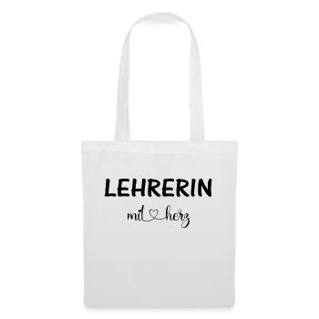 Lehrerin mit Herz - personalisierbar - Stoffbeutel - Weiß - Vorne