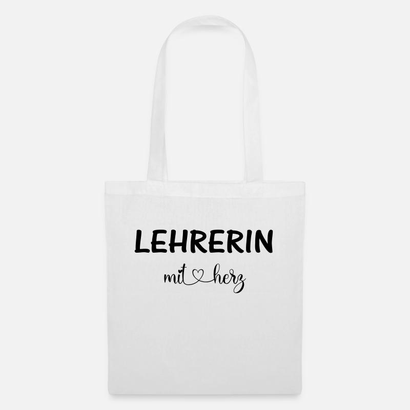 Lehrerin mit Herz - personalisierbar - Stoffbeutel - Weiß