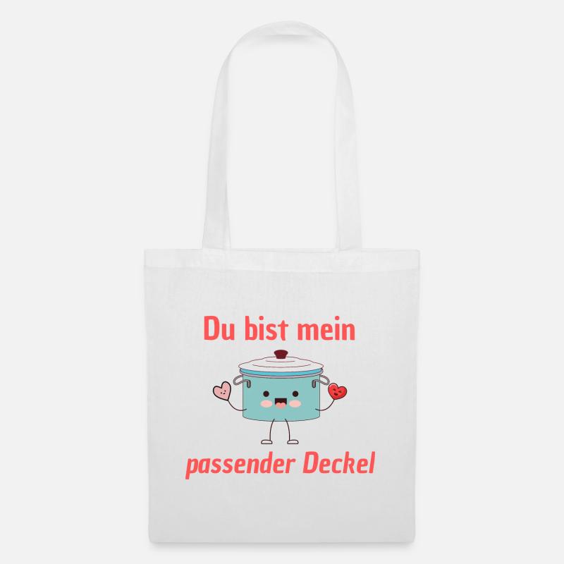 Du bist mein passender Deckel / Liebespartner - Stoffbeutel - Weiß