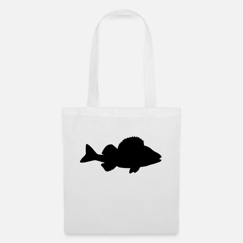 Barsch - Perca fluviatilis - Angeln, Fisch - Stoffbeutel - Weiß