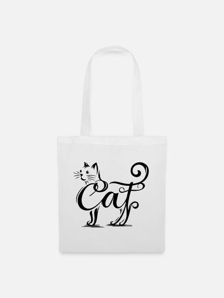 Katzen-Overlay - Verschmolzene Katze - Stoffbeutel - Weiß