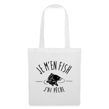 Je m’en fish – T-shirt pêcheur humoristique - Sac en tissu - blanc - Devant