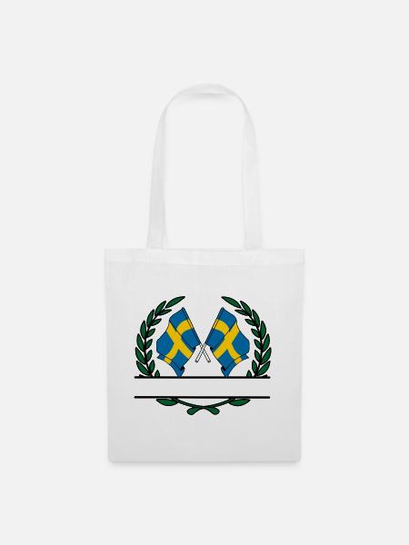 Fahnen Schweden Lorbeerkranz Banner - Stoffbeutel - Weiß
