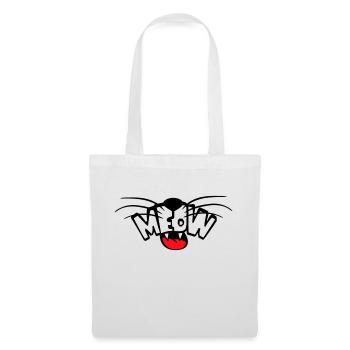 Meow Cat Comic Text Meow Funny Cartoon Quote - Tote Bag - white - Front