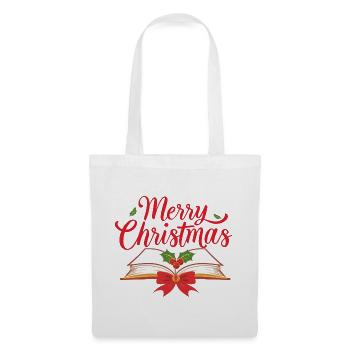 Merry Bookmas – Fine Line Book Design - Tote Bag - white - Front