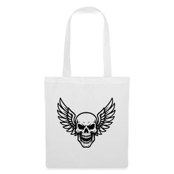 Crâne avec des ailes - Sac en tissu - blanc - Devant