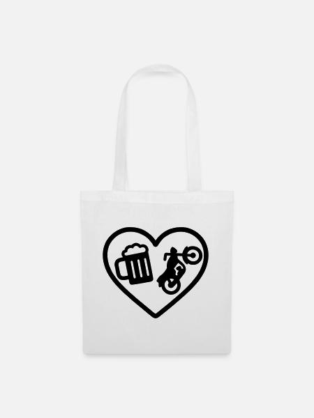 Cuore Moto Birra - Stoffbeutel - Weiß