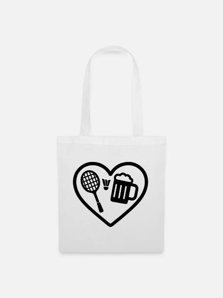 Heart Badminton Beer - Stoffbeutel - Weiß
