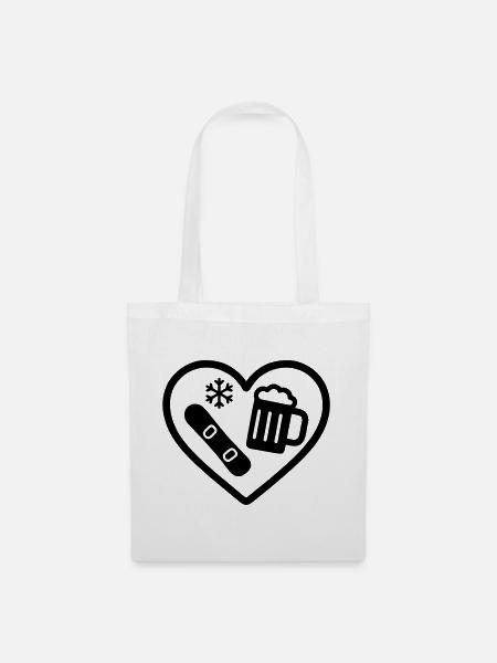 Heart Snowboard Bier - Stoffbeutel - Weiß