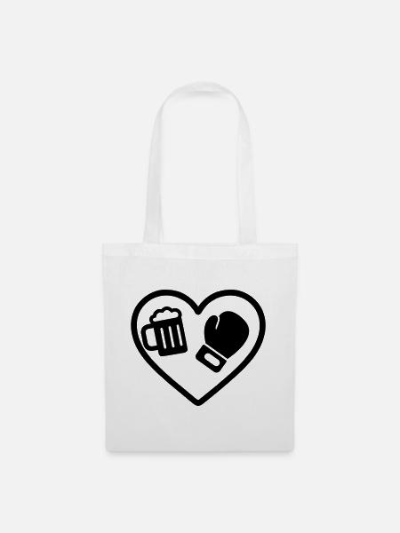 Heart Boxing Bier - Stoffbeutel - Weiß