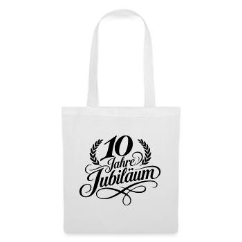 10 Jahre Jubiläum Lorbeer Schwarz - Stoffbeutel - Weiß - Vorne