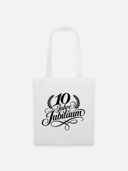 10 Jahre Jubiläum Lorbeer Schwarz - Stoffbeutel - Weiß