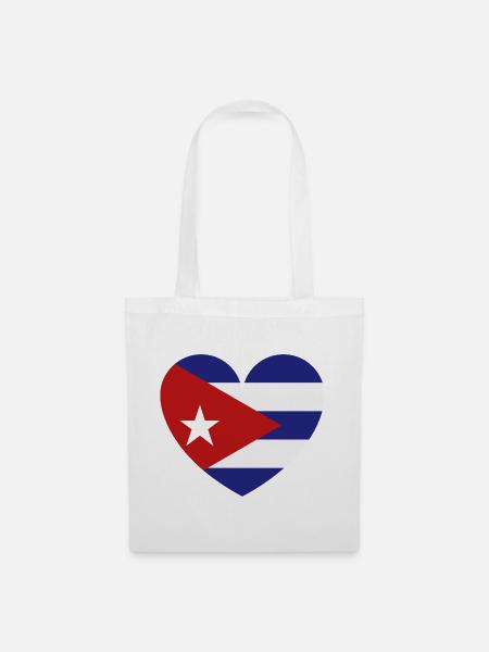 Heart Cuba Flagge - Stoffbeutel - Weiß