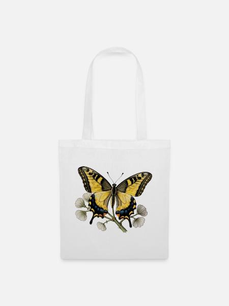 Schwalbenschwanz-Schmetterling – Gravurzeichnung - Stoffbeutel - Weiß