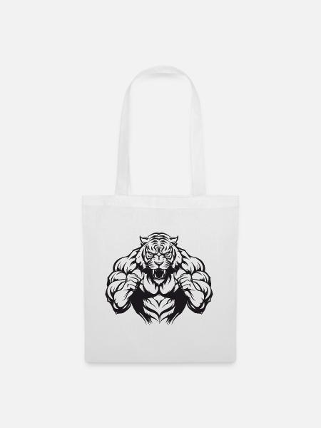 Tiger Workout Gym - Stoffbeutel - Weiß